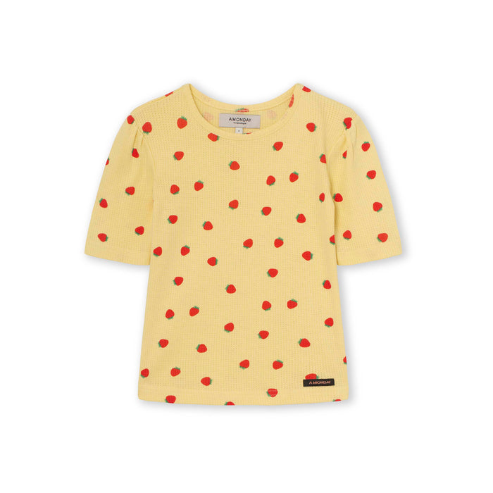 a monday in copenhagen Sigga T-Shirt Soft Yellow Print