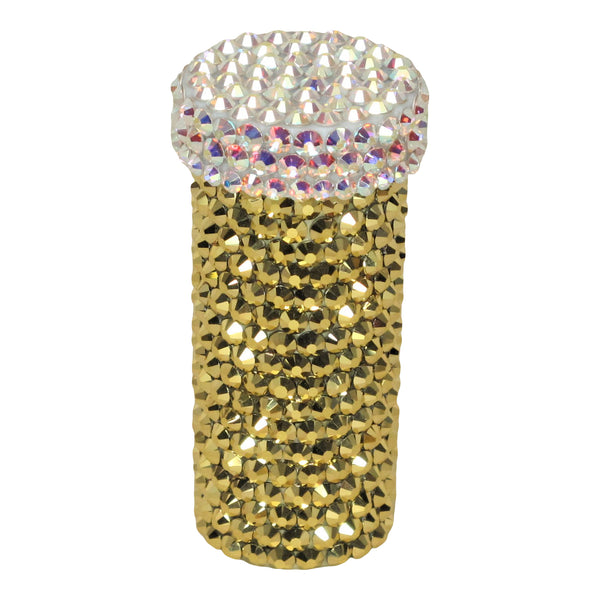a morir Crystal Pill Bottle in Gold Schubert Red