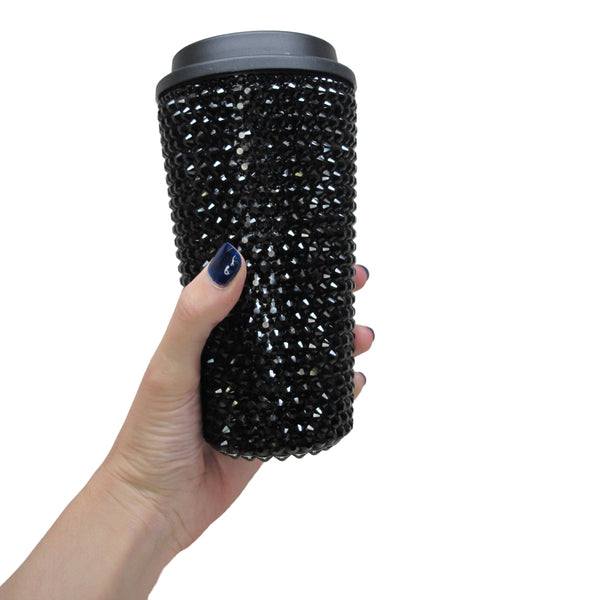 A Morir Crystal Travel Coffee Cup - Black 16 Oz