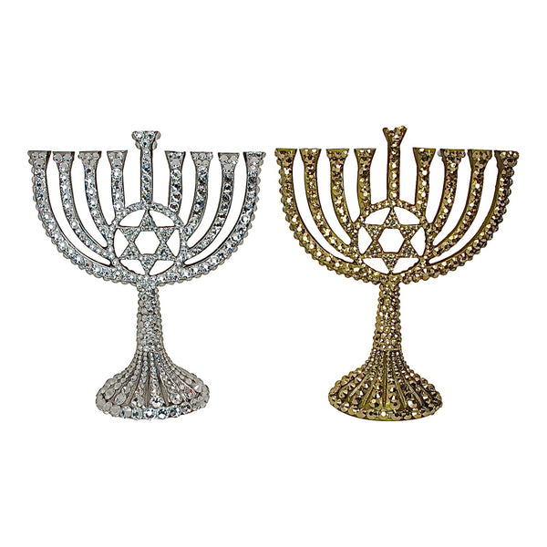 A Morir Luxe Crystal Menorah In Gold 16 Oz