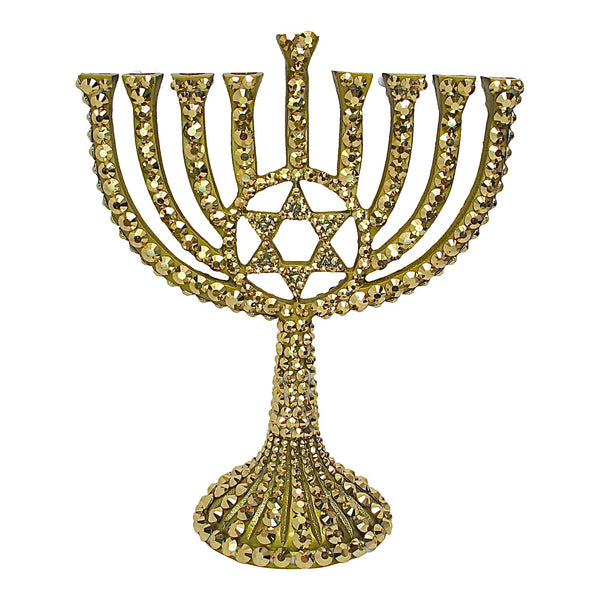 a morir Luxe Crystal Menorah in Gold 16 Oz