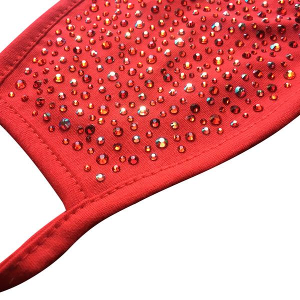 A Morir Red Cotton Crystal Face Mask Schubert Red
