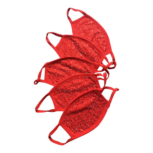 A Morir Red Cotton Crystal Face Mask Schubert Red