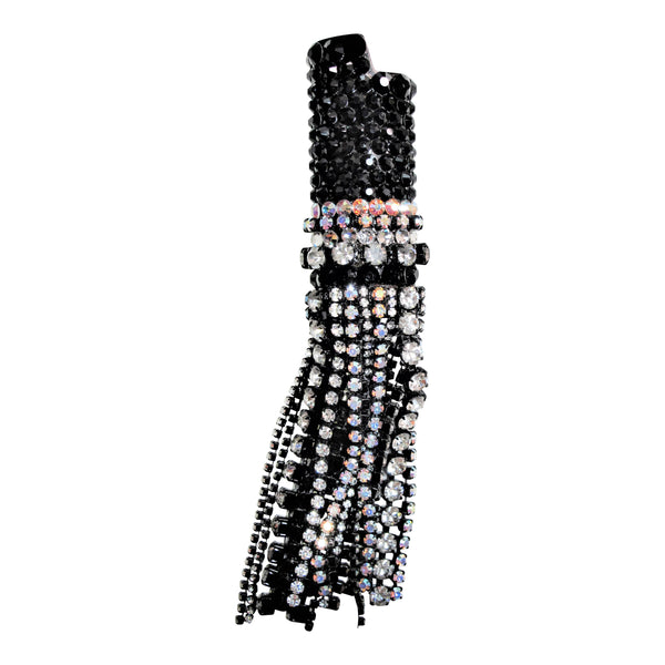 a morir Crystal Fringe Lighter Case in Black + White Schubert Red