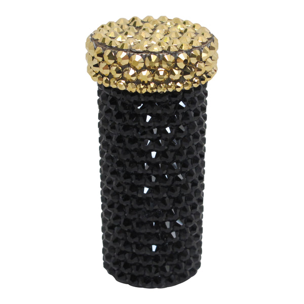 a morir Crystal Pill Bottle in Black + Gold Schubert Red