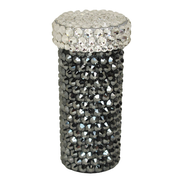 a morir Crystal Pill Bottle in Hematite + Silver Schubert Red