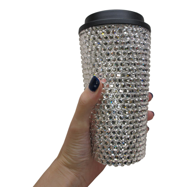 A Morir Crystal Travel Coffee Cup - Silver Barracuda Black