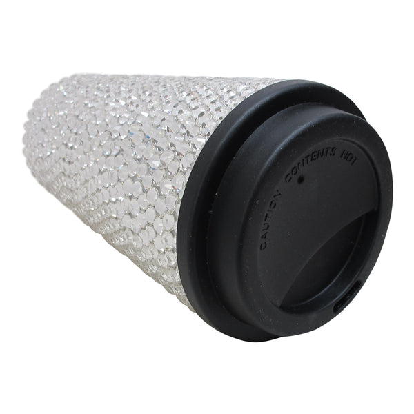 A Morir Crystal Travel Coffee Cup - Silver Barracuda Black