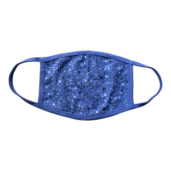 a morir Denim Blue Cotton Crystal Face Mask Schubert Red