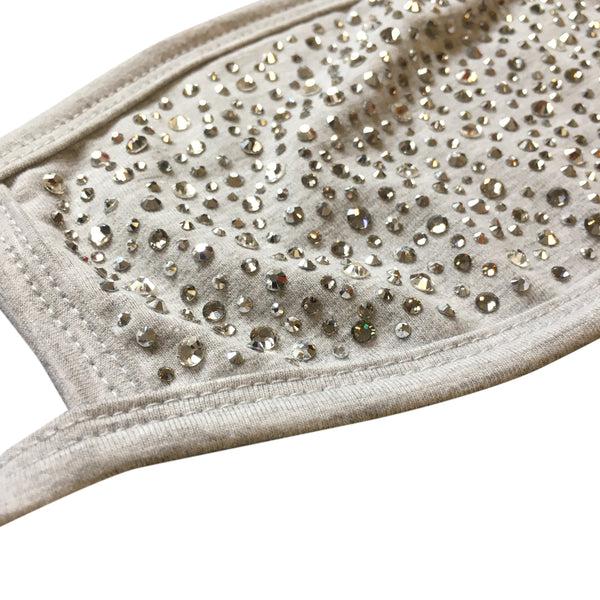 A Morir Heather Grey Cotton Crystal Face Mask Schubert Red