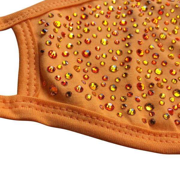 A Morir Orange Cotton Crystal Face Mask Schubert Red