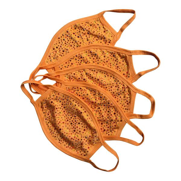 A Morir Orange Cotton Crystal Face Mask Schubert Red