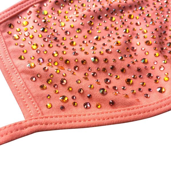 A Morir Peach Sunrise Cotton Crystal Face Mask Schubert Red