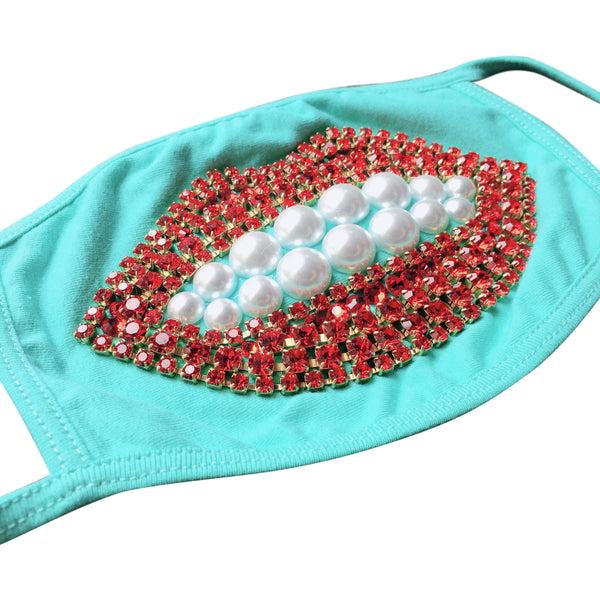 A Morir Surreal Crystal And Pearl Lip Mask - Turquoise Schubert Red