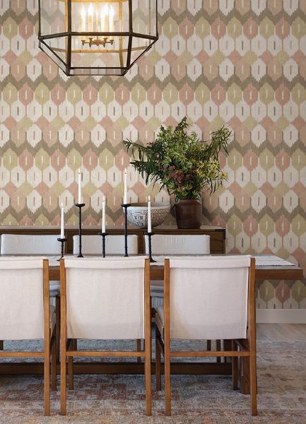 A Street Prints Abilene Apricot Ikat Wallpaper