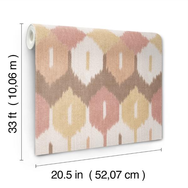 A Street Prints Abilene Apricot Ikat Wallpaper