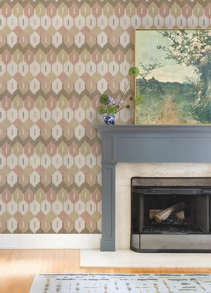 A Street Prints Abilene Apricot Ikat Wallpaper