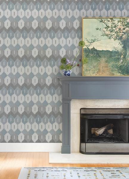 A Street Prints Abilene Denim Ikat Wallpaper