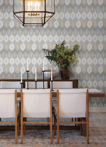 A Street Prints Abilene Neutral Ikat Wallpaper