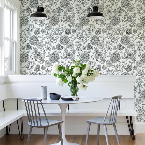 A Street Prints Ada Black Floral Wallpaper