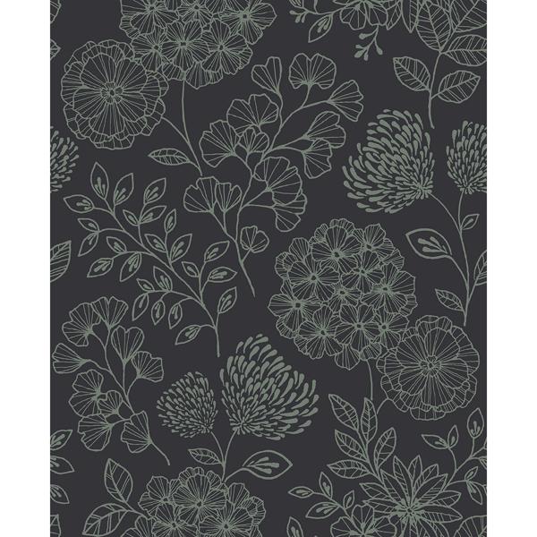 a street prints Ada Charcoal Floral Wallpaper