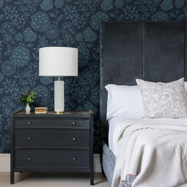 A Street Prints Ada Indigo Floral Wallpaper