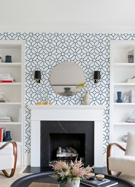 A Street Prints Addis Blue Trellis Wallpaper