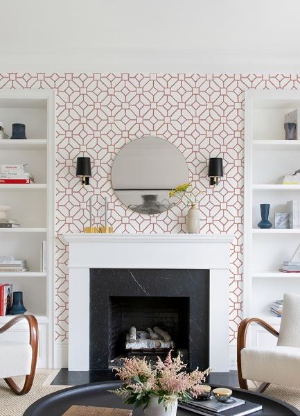 A Street Prints Addis Coral Trellis Wallpaper