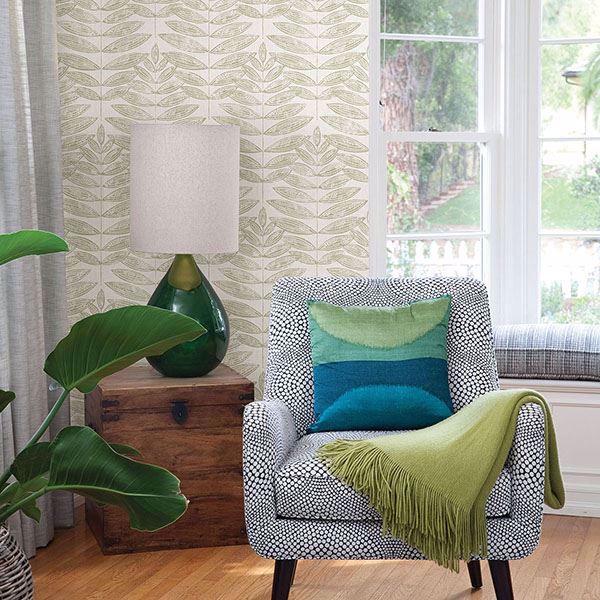 A Street Prints Akira Beige Leaf Wallpaper