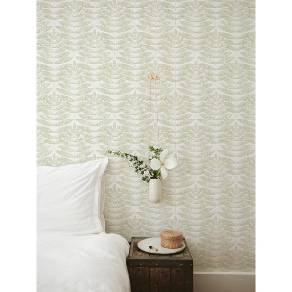 A Street Prints Akira Taupe Leaf Wallpaper