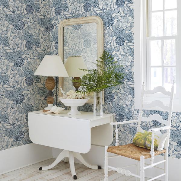 A Street Prints Alannah Navy Botanical Wallpaper