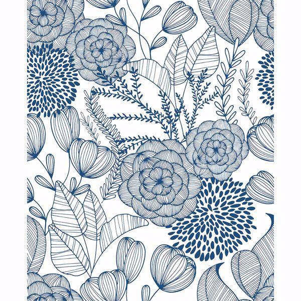 a street prints Alannah Navy Botanical Wallpaper