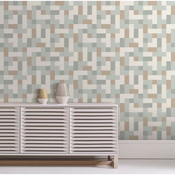 A Street Prints Alby Mint Geometric Wallpaper