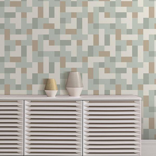 A Street Prints Alby Mint Geometric Wallpaper