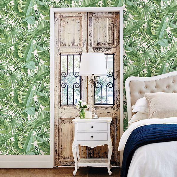 A Street Prints Alfresco Green Palm Leaf Wallpaper