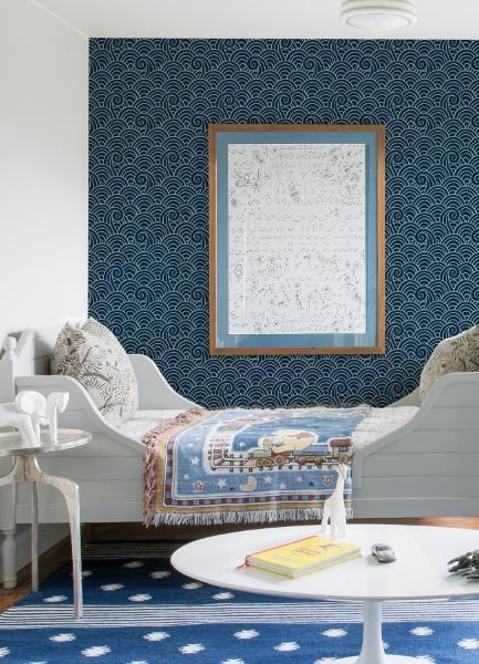 A Street Prints Alorah Navy Wave Wallpaper