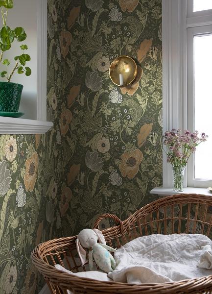 A Street Prints Anemone Green Floral Wallpaper