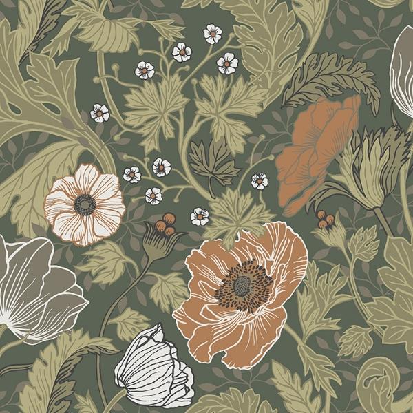 a street prints Anemone Green Floral Wallpaper