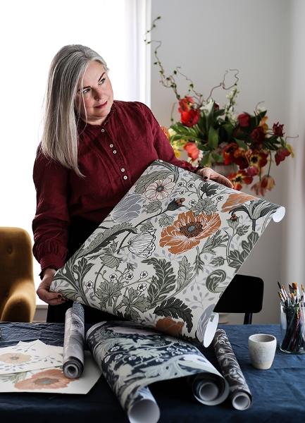 A Street Prints Anemone Grey Floral Wallpaper