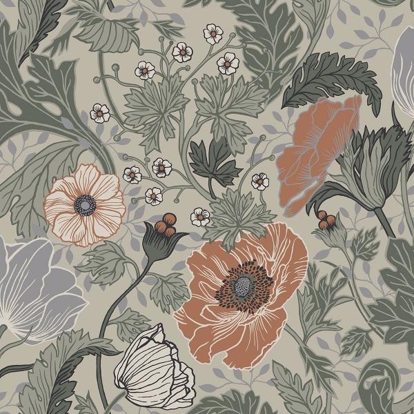 a street prints Anemone Grey Floral Wallpaper
