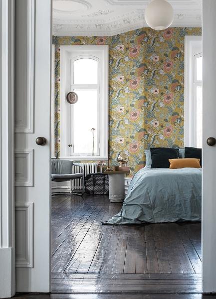 A Street Prints Anemone Mustard Floral Wallpaper