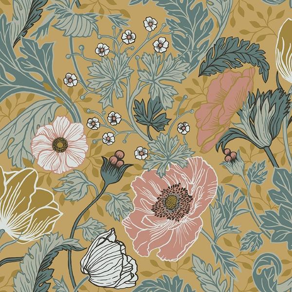 a street prints Anemone Mustard Floral Wallpaper