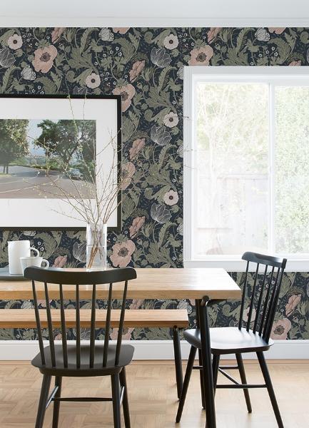 A Street Prints Anemone Navy Floral Wallpaper
