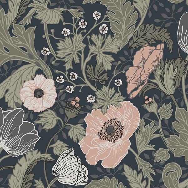 a street prints Anemone Navy Floral Wallpaper