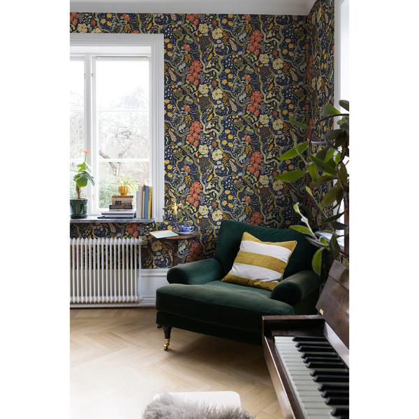 A Street Prints Ann Blue Floral Vines Wallpaper