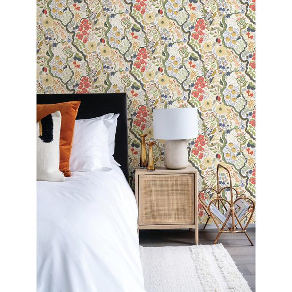 A Street Prints Ann Green Floral Vines Wallpaper