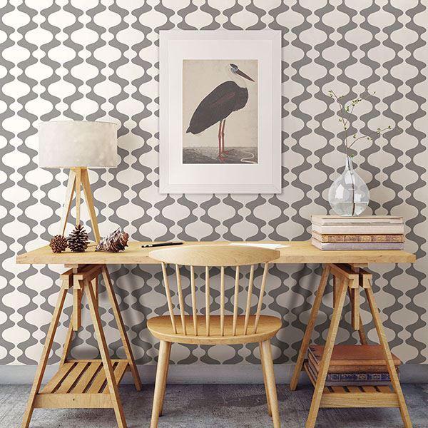 A Street Prints Ashbury Grey Retro Wallpaper
