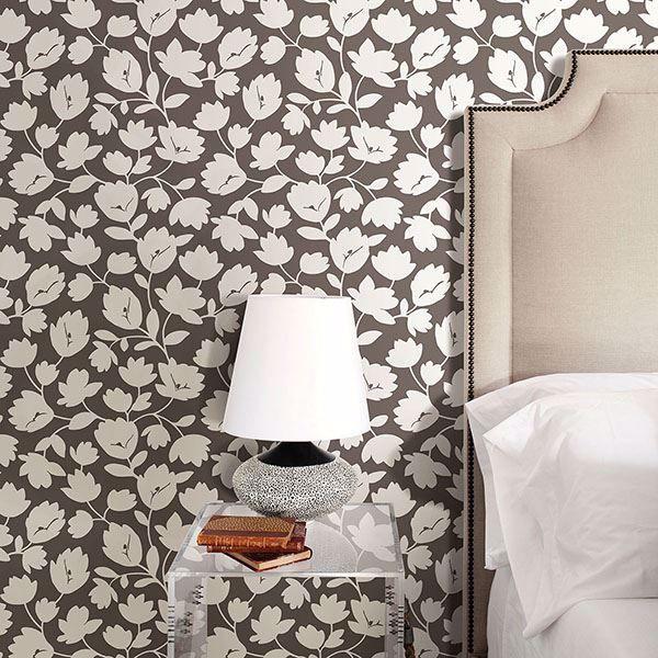 A Street Prints Astrid Chocolate Floral Wallpaper
