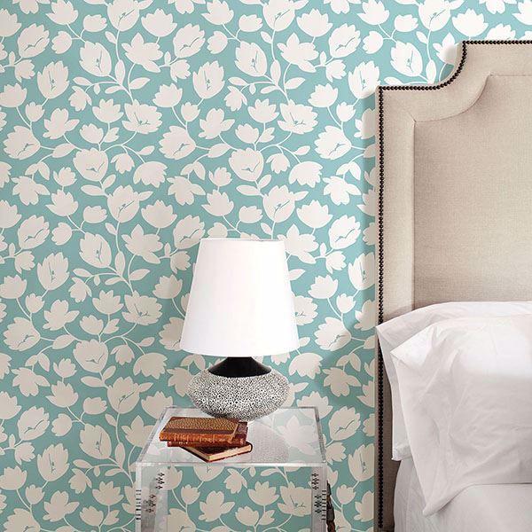 A Street Prints Astrid Turquoise Floral Wallpaper