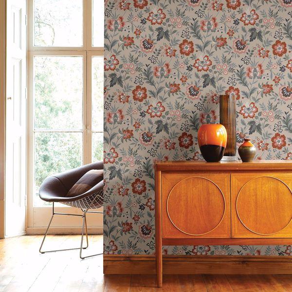 A Street Prints Athena Beige Floral Wallpaper